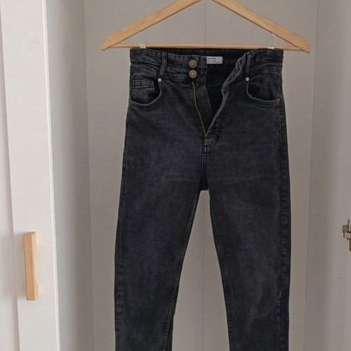 Bershka Super High Waisted Jeans Like New, Black, Size S
