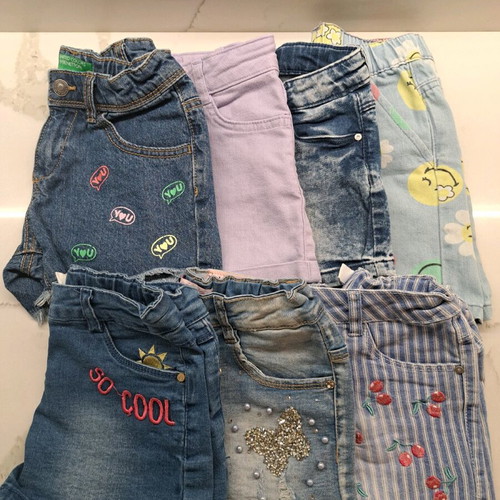 Girls' shorts used, pack of 7, sizes 122-128 cm