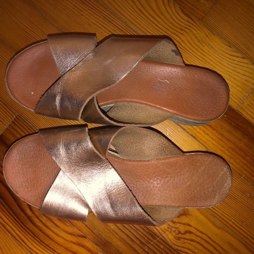 Women's sandal used pink gold leather size 39