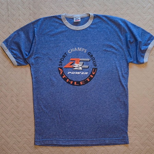 Map Vintage 90s Athletic T-shirt like new, melange blue and grey, size L/XL