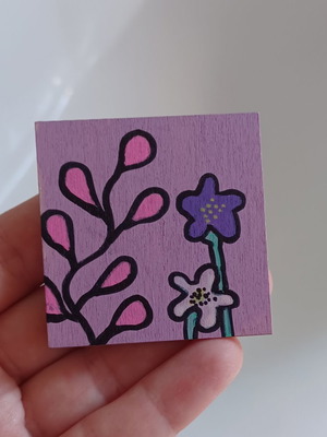 Handmade wooden fridge magnet new, hand-painted with acrylics