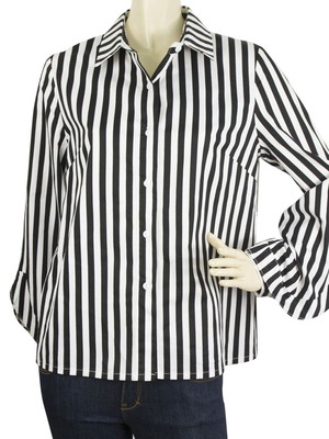 Citron & Miel Shirt Used Black White Striped Wide Sleeves Size S
