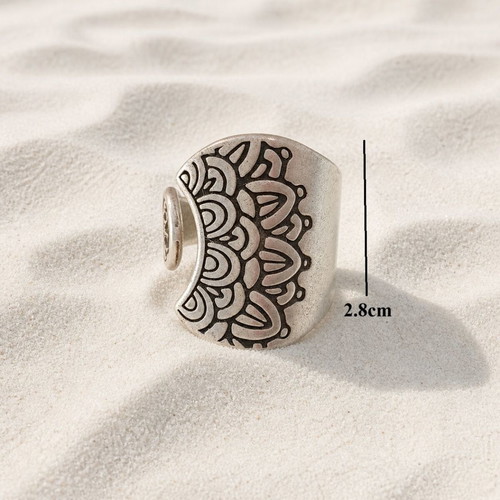 Handmade open ring made of silver-plated brass new, silver