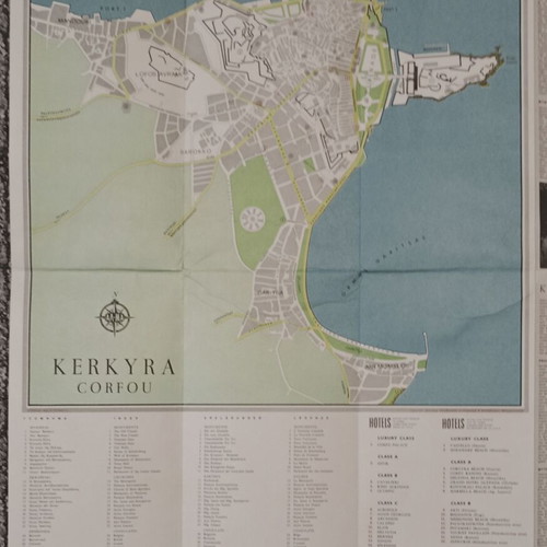 Corfu road and tourist map used, 1971 edition