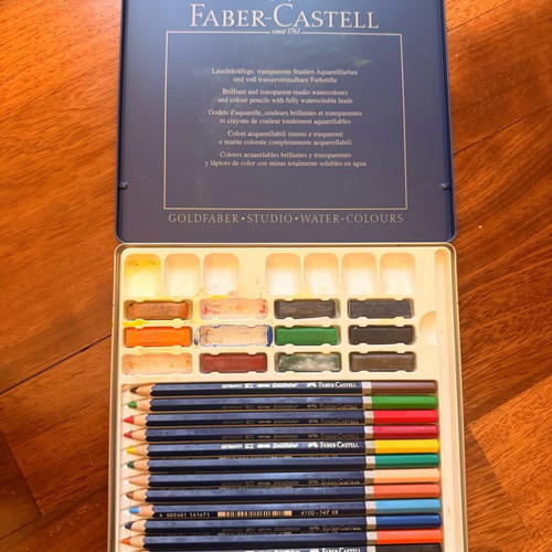 Faber Castell 12 colour pencils and 8 water colours like new