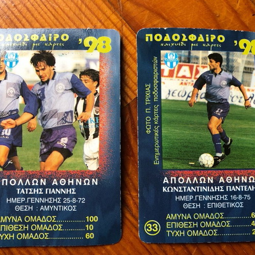 Apollon Athens football 98 cards used, set of 2