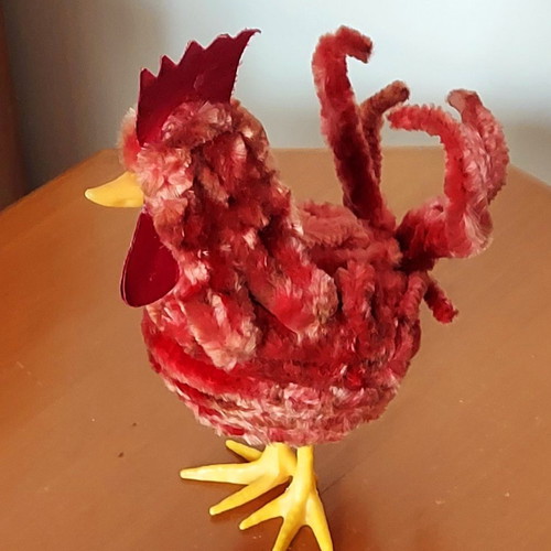 Vintage Easter rooster used, velvet decorative item