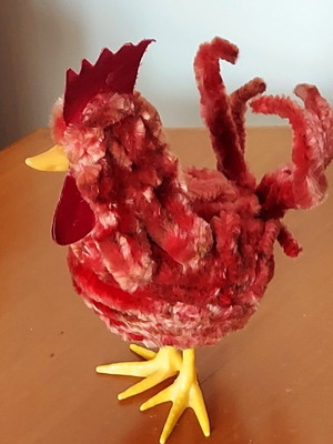 Vintage Easter rooster used, velvet decorative item