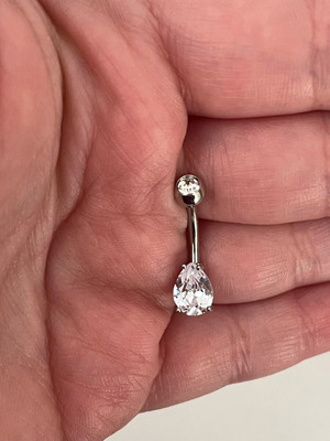 Navel piercing new with teardrop-shaped rhinestones made of steel