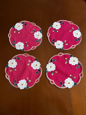 Semen table linen set like new with brown stain