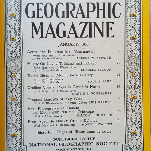 National Geographic magazine American edition, 1953 and 1958 volumes