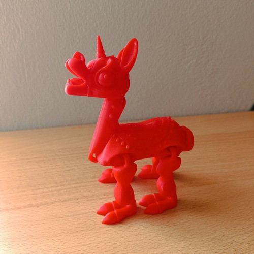 Articulated llama new, 3D printed, red PLA