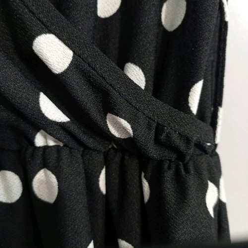 Women's dress black wrap with white polka dots like new