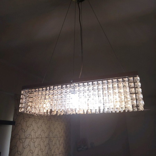 Crystal bar ceiling light like new with adjustable height