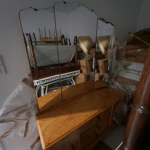 Bedroom dressing table used, solid olive wood, antique