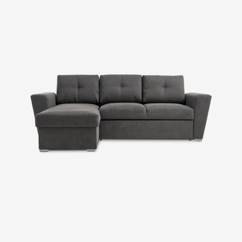 3-seater sofa bed with chaise lounge, dark grey fabric