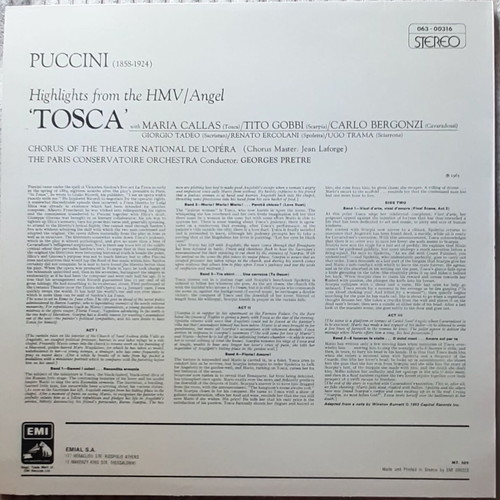 Maria Callas Tosca LP like new, classical