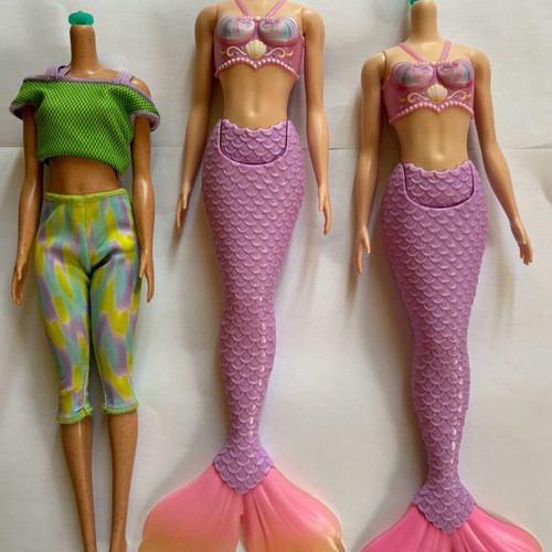 Barbie dolls used, pack of 5 with 3 missing heads