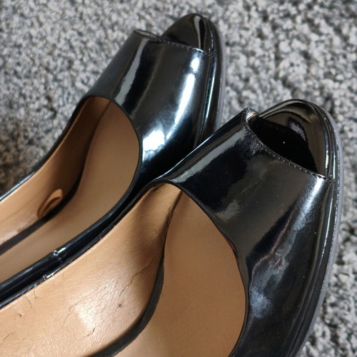 Zara black patent leather peep-toe pumps used, size 36