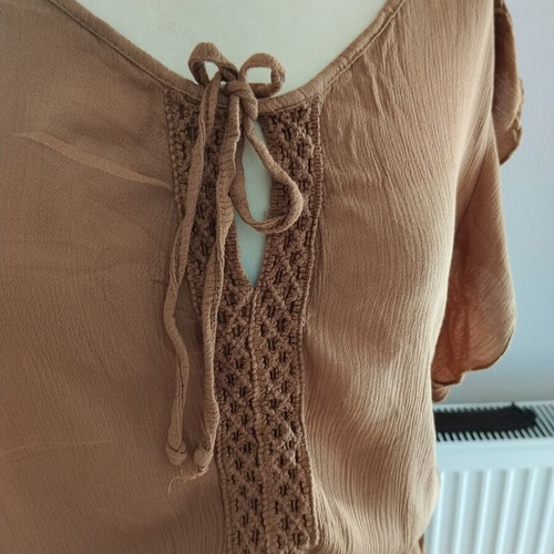 BSB Boho dress camel with lace size S asymmetrical like new