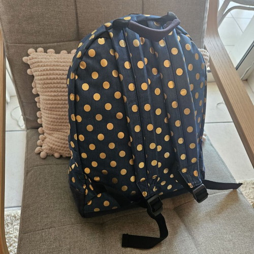 Mi Pac backpack new blue with gold polka dots