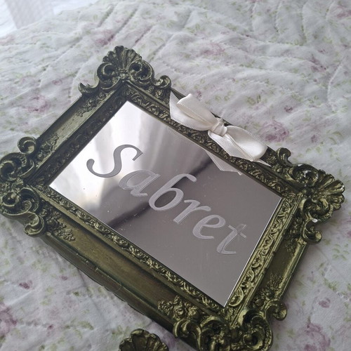 Set of 3 Vintage Baroque Wall Mirrors with Silver Lettering