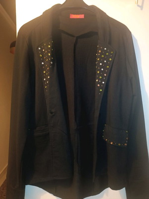 Black jacket with studs and rhinestones used, warm
