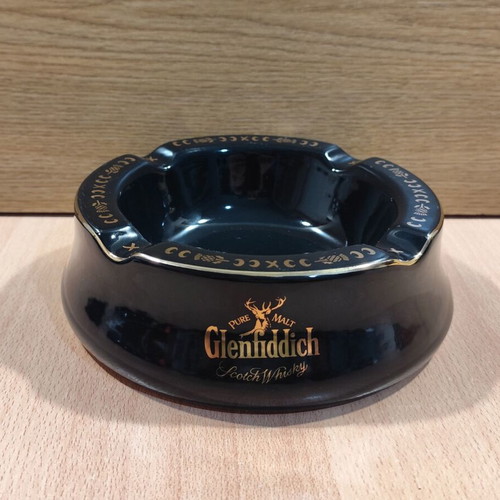 Glenfiddich Scotch Whisky Ceramic Ashtray used, vintage promotional