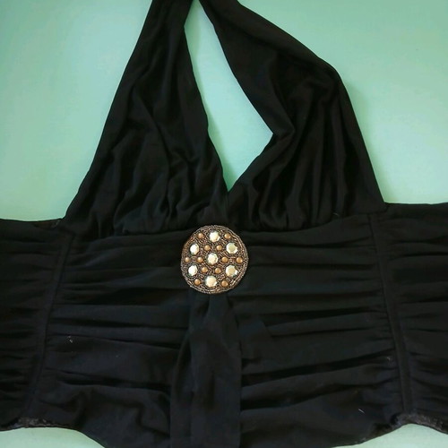 Unique halterneck corset size M/L like new, black