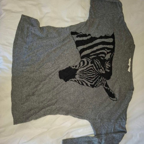 Zara Knit Sweater with Zebra Pattern Grey like new