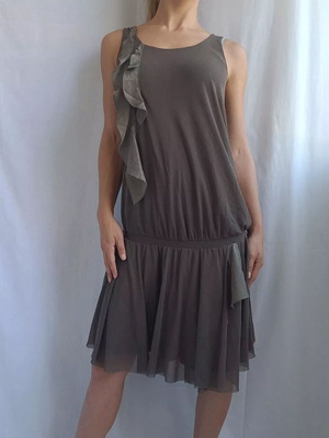 Max & Co dress size S like new, polyamide and silk gray