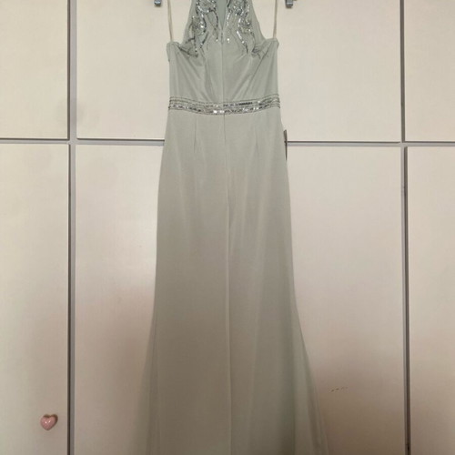 Lipsy Sage Green Embellished Ruffle Front Halter Maxi Dress new with tags