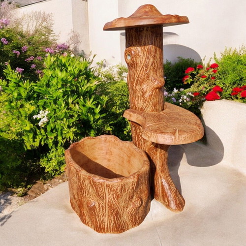 Isabella Concrete Garden Fountain Beige and Brown, New
