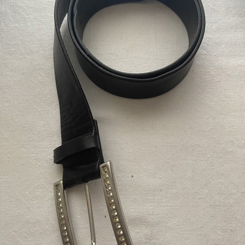 Leather belt Saddler with decorative crystal buckle like new, black