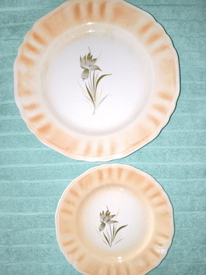 Minotiki antique platter and plate used, Greek made