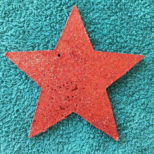 Wooden Christmas stars new, pack of 10, red and gold