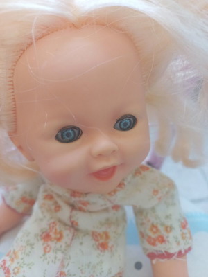 Elgreco 80s vintage doll like new with fabric body and floral pajamas