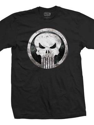 Marvel Comics Punisher Metal Badge T-shirt XL καινούργιο, μαύρο