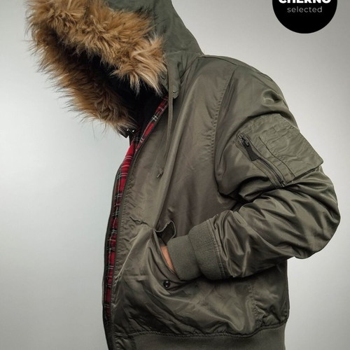 Harrington N2B Hooded Bomber Jacket like new, size L•XL, green
