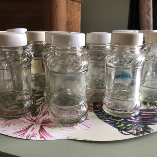 Glass spice jars used, set of 14 pieces