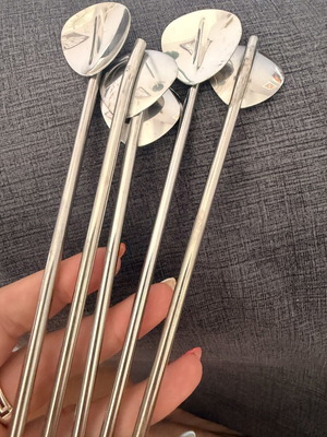 Cocktail spoons 2 in 1 set of 5, like new, metal
