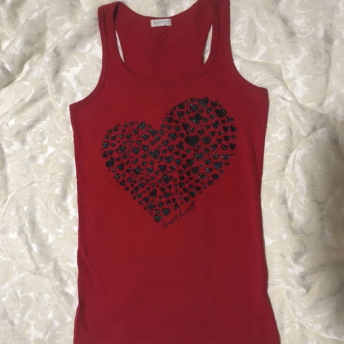 Oysho red tank top with heart print, like new, size S