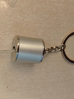 Silver car gear shift keychain