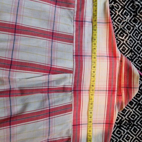 GUEBLA long-sleeve shirt used, white-red checkered with yellow stripes