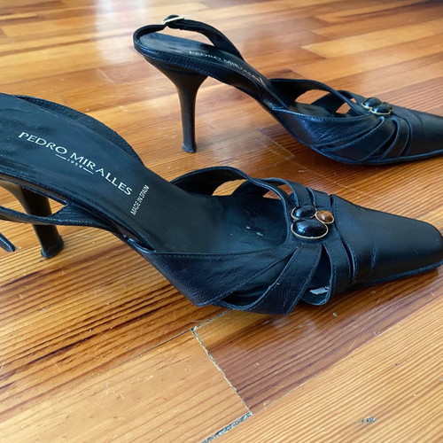 Pedro Miralles leather slingbacks used, size 39, black