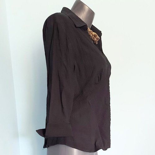 H&M Vintage Μαύρο Πουκάμισο Κορσές με Μπανέλες, Σαν Καινούργιο, 2XL