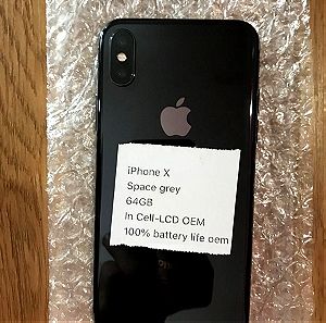iPhone X space gray 64GB 100% battery life