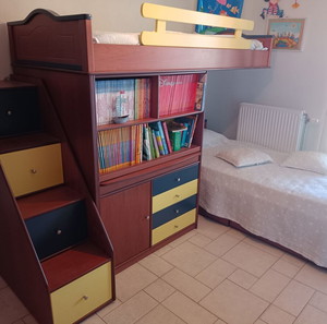Επιπλα Παιδικο δωμάτιο modeco Συνθεση από Κουκέτα, Ντουλάπα, γραφείο , βιβλιοθηκη και συρταριέρα