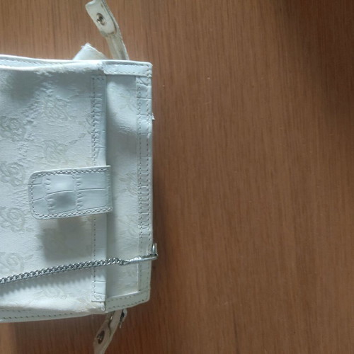 Vintage Blumarine shoulder bag used, white croco with crystals
