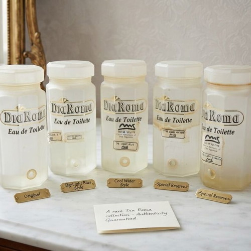Set of 5 used perfume shop containers 24 cm height
